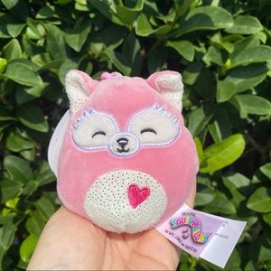 Pink Fox "Flora" Clip on Squishmallow 3.5” NWT